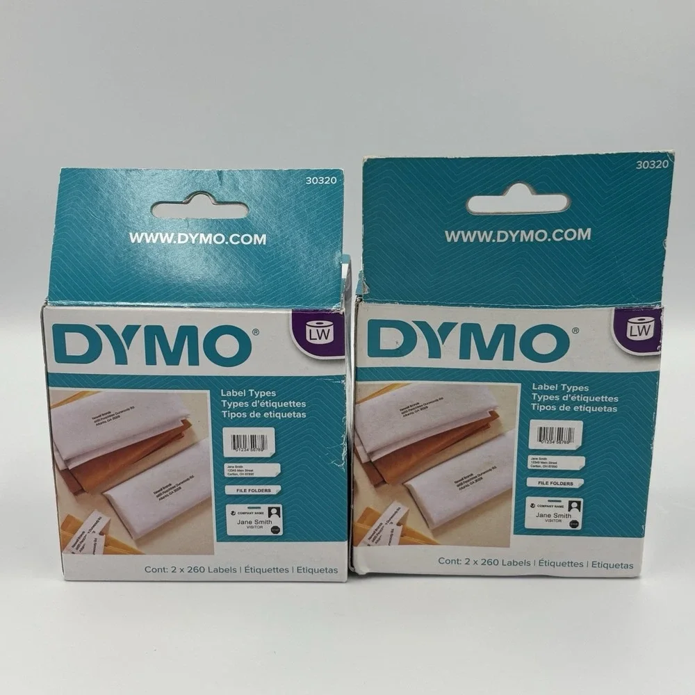 DYMO LabelWriter 30320 White Address Labels 1‎ 1/8 x 3 1/2, 260 labels Lot Of 2